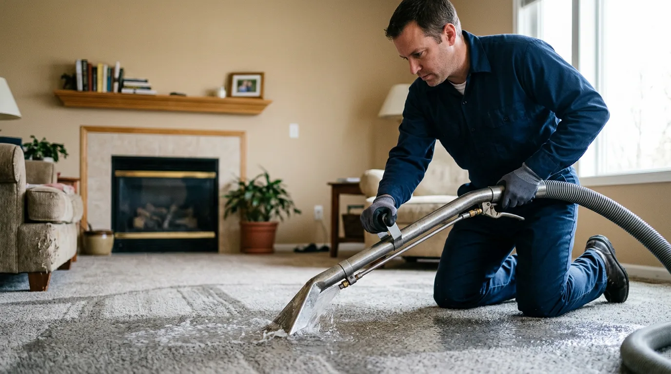 Water damage restoration technician working near Franklin, NJ